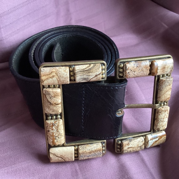 NWT Leatherock Chunky Stone Stretch Waist Belt Studded Metallic Leather Leatherock studded belt - Gem main image 4